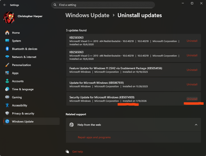 fix windows breaks modems