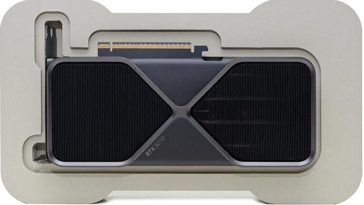 GeForce RTX 5070 FE in its packaging.