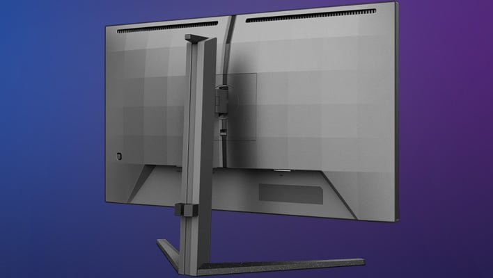 Rear render of the Philips Evnia 27M2N55XD dual-mode gaming monitor.