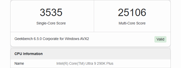 geekbench result