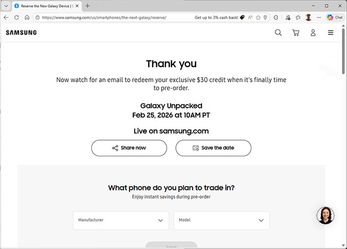 Reserve Samsung's Galaxy S26 For A Preorder Credit And Chance At $5,000