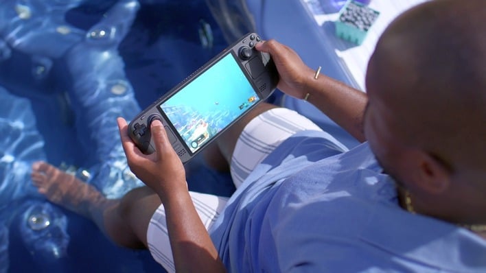 Steam Deck OLED being played outside in sunlight.