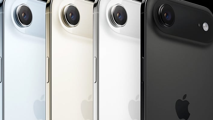 Closeup rear renders of iPhone Air models.