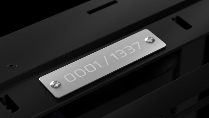 Render of the numbered badge on Corsair's Frame 4000D Vault Series Galaxy case.