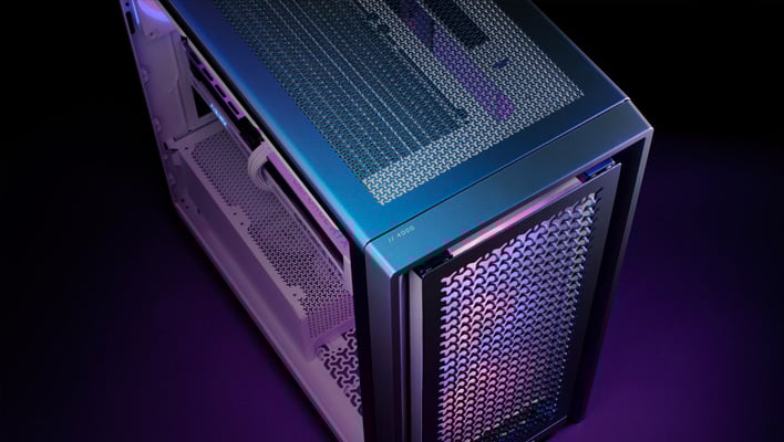 Top-down render of Corsair's Frame 4000D Vault Series Nova cases on a black background.