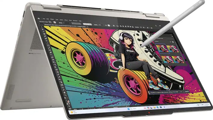 Lenovo Yoga 7 in tent mode.