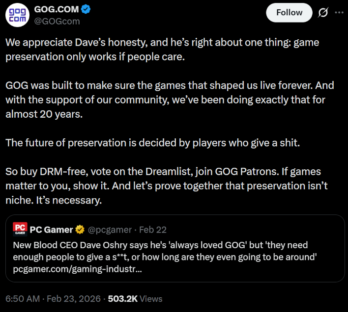 GOG Rallies Community Support To Save Gaming’s Lost Classics From Obsolescence