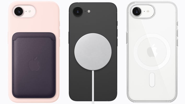 Rear Apple iPhone 17e renders with MagSafe charging support.