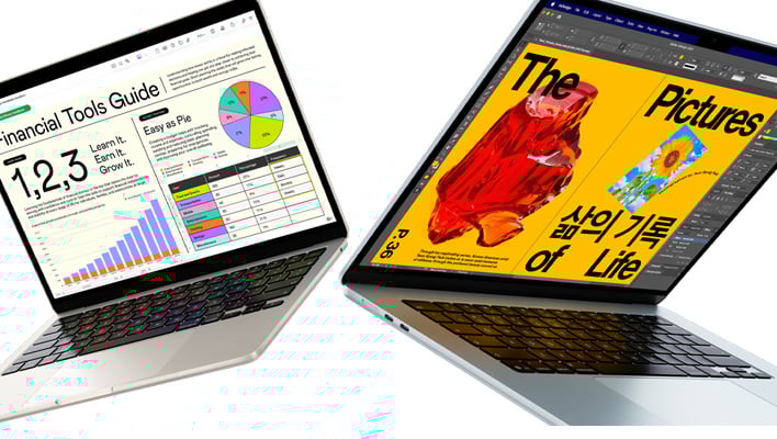 Angled renders of Apple's new M5 MacBook Air (13.6-inch and 15.3-inch models).