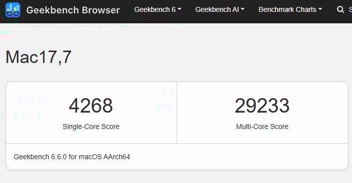 Geekbench scores for Apple's M5 Max.