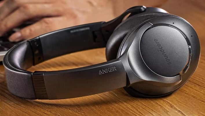 Anker Soundcore Life Q20 headphones laying sideways.