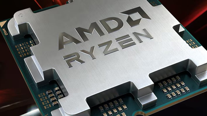 Angled closeup render of an AMD Ryzen 9000 series processor.
