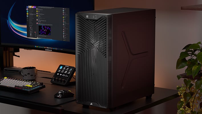 Angled render of Corsair's 3200D in the black smoked colorway.