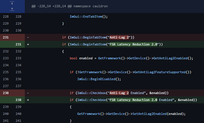 github commit fsr latency reduction 20