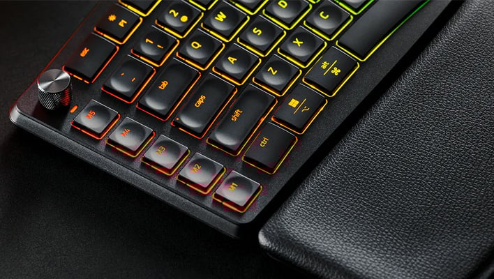 Closeup of the dial on Razer's Pro Type Ergo keyboard.