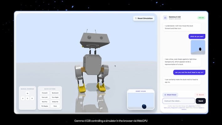 gemma4 controlling a simulator in the browser