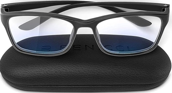 Blue light glasses with case.