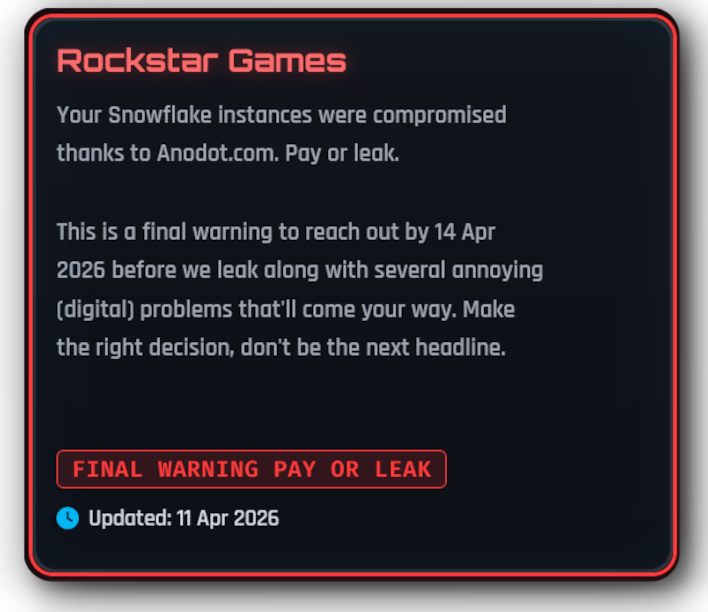 shinyhunters rockstar threat