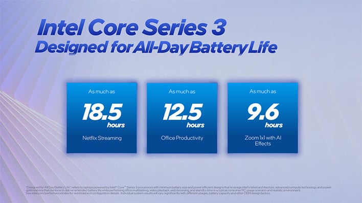 Intel Core Series 3 battery life claims (slide).