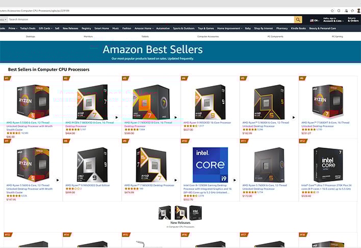 Ryzen 9 9950X3D2 Hits Amazon’s CPU Best Sellers Page Dominated by AMD