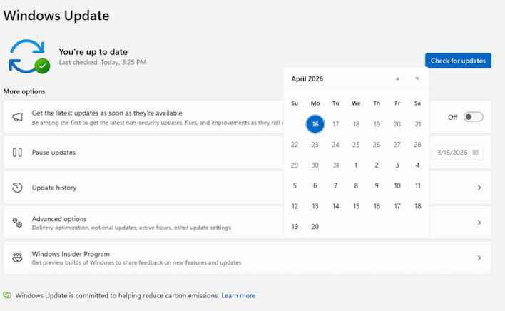 pause updates longer windows
