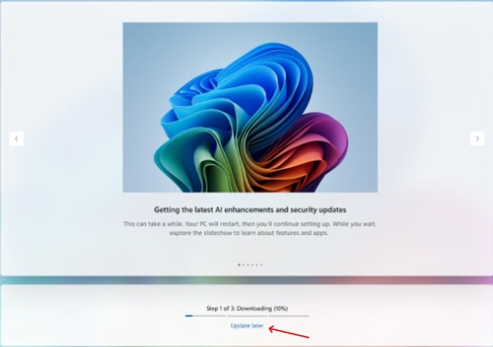 upgrade later button windows