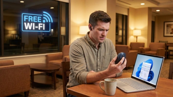 man annoyed at wireless mouse