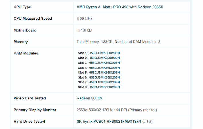 Wycieki AMD Ryzen AI MAX+ 495: 10% szybszy niż Strix Halo, 192 GB RAM, Radeon 8065S