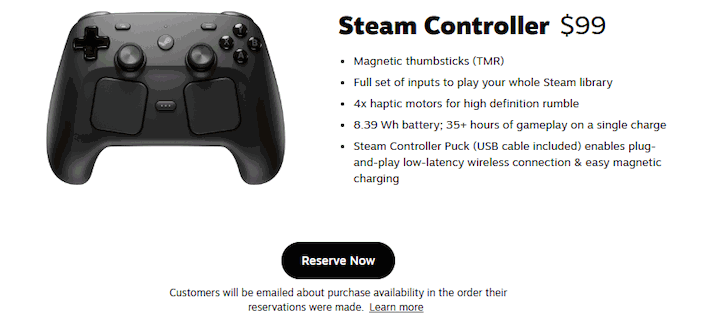 steam controller reserve now