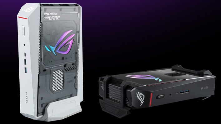 White and black renders of the ASUS ROG NUC 16.