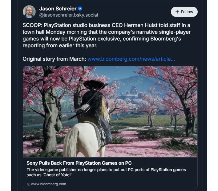 jason schreier bsky post bloomberg playstation