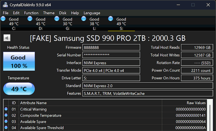 crystaldiskinfo fake ssd screenshot