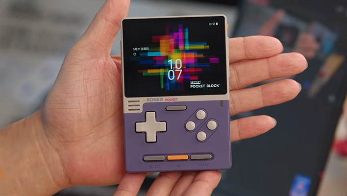 Ayaneo Pocket Block handheld in a hand.