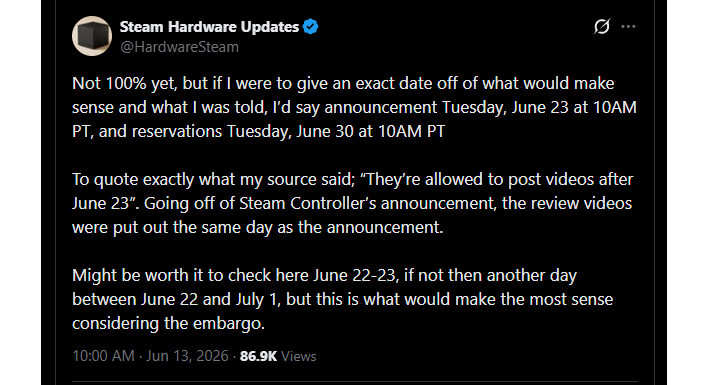 steam hardware updates tweet