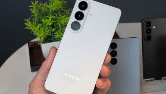 Rear view of the Samsung Galaxy S26 in a hand.