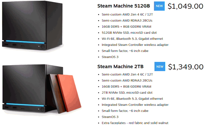 steam machine both prices no controllers