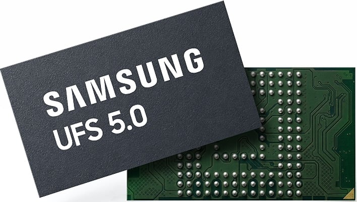 Front and back renders of Samsung's UFS 5.0 storage chips.