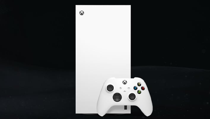 Xbox Series X all-digital robot white model with controller (renders) on a black-themed background.