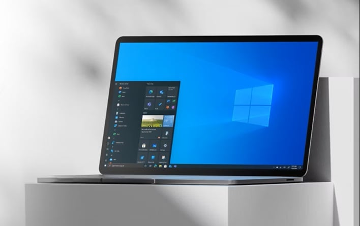 windows 10 laptop on shelf