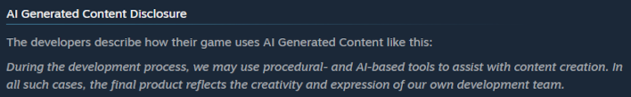 steam ai disclosure