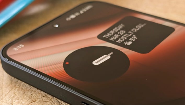 Close-up top and side shots of Nothing Phone (2a).