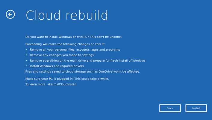 cloud rebuild warning screen