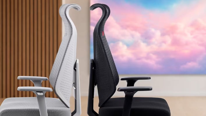 Side views of Adata XPG's Nimbus gaming chairs in black and white.