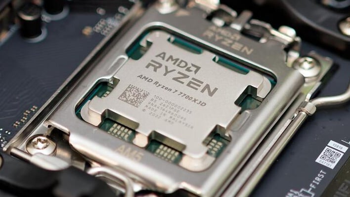 AMD Ryzen 7 7700X3D installed in a motherboard.