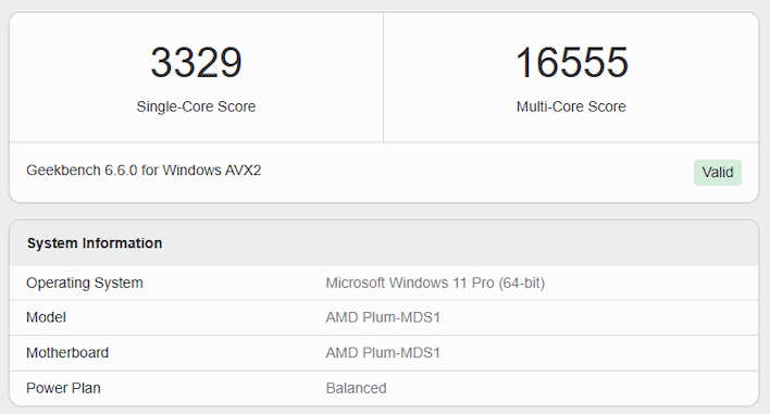 amd plum geekbench result