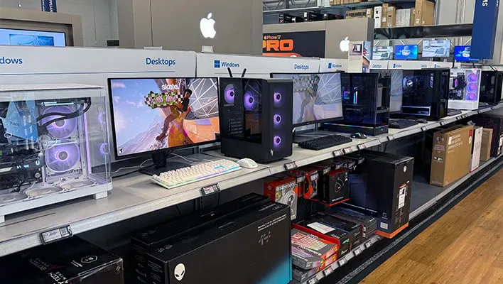 Retail display of PCs.
