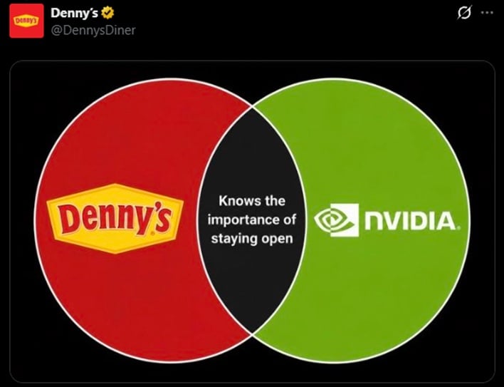 dennys nvidia stays open tweet