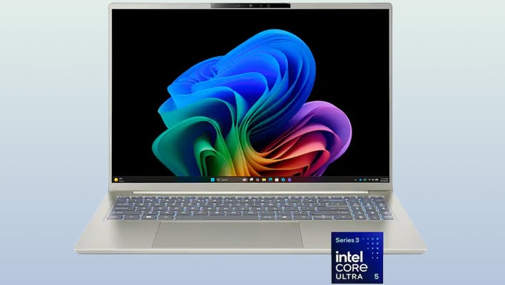 Render of an Acer Swift Go 16 AI laptop.
