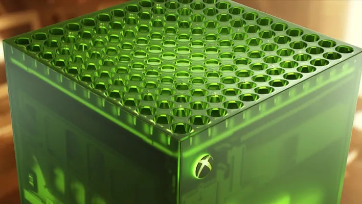 Top of a green Xbox console.