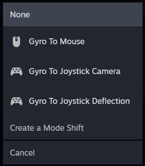 steam controller gyro modes
